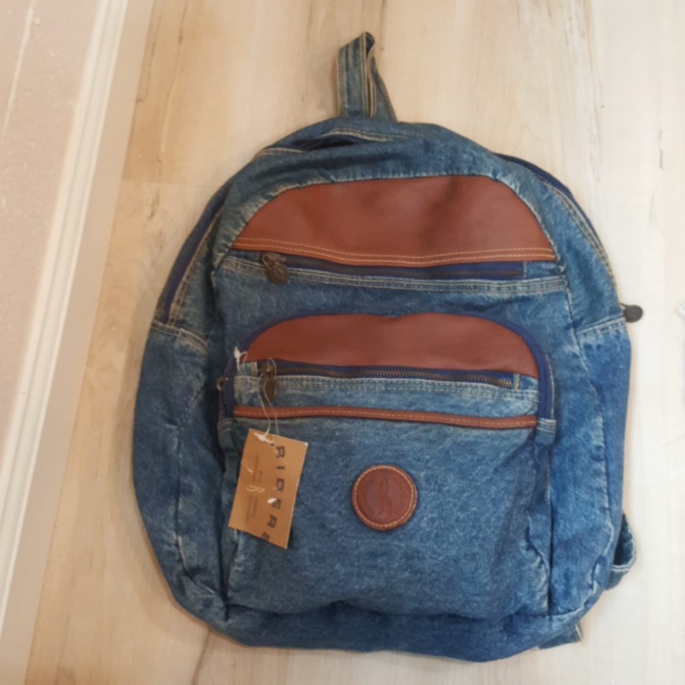 Denim and leather backpack New withTags